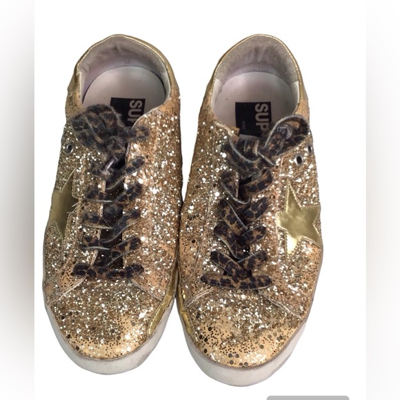 Golden Goose Gold Glitter Shoes, Sz 37, GUC - Picture 1 of 8
